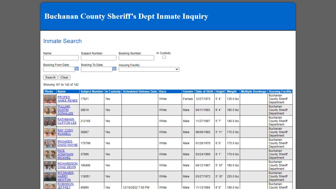 Inmate Search - Buchanan County, Missouri